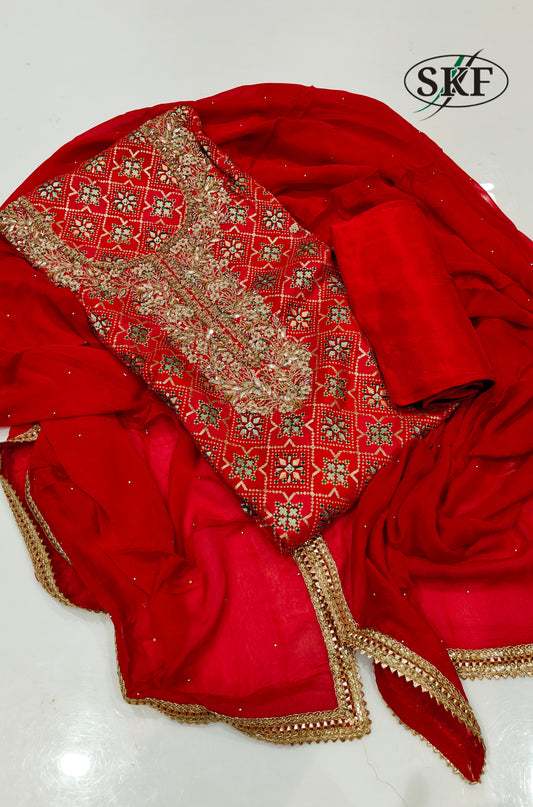 KNOT WORK CHANDERI SUIT