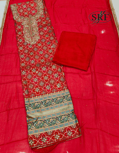 KNOT WORK CHANDERI SUIT