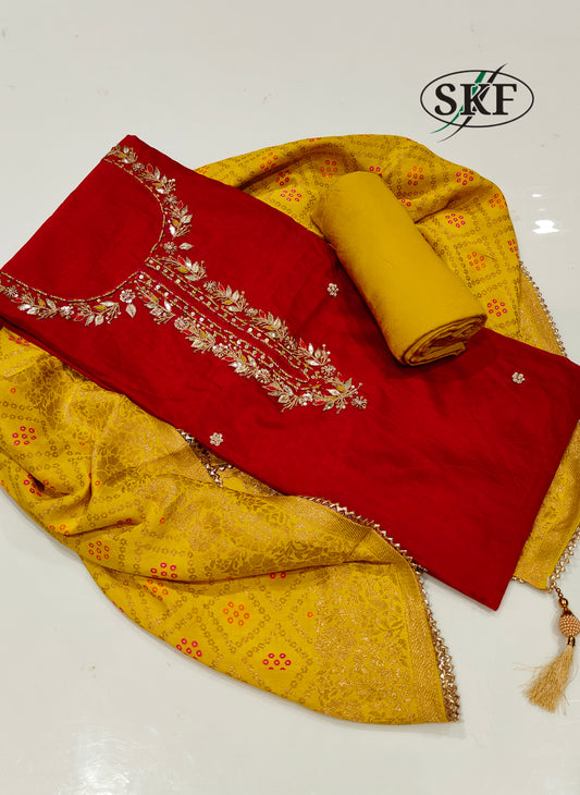 HANDWORK CHANDERI SUIT