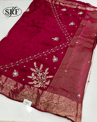 JAIPURI HANDWORK JACQUARD SAREE