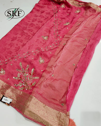 JAIPURI HANDWORK JACQUARD SAREE