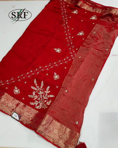 JAIPURI HANDWORK JACQUARD SAREE