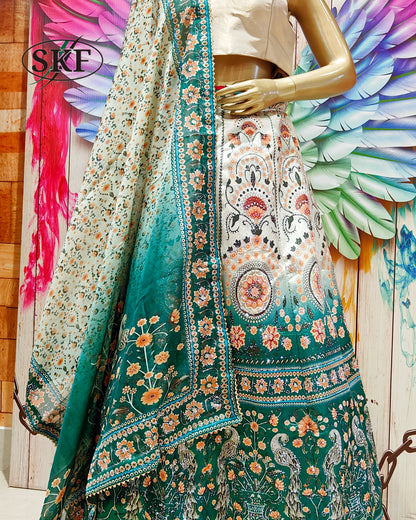 PURE SILK DIGITAL HAND DETAILING LEHNGA