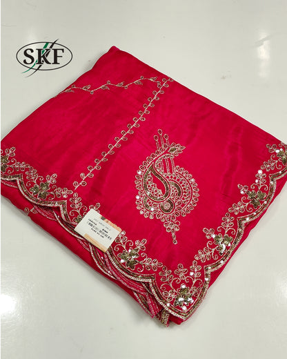 HO SILK ZARI SEQUENCE EMBROIDERY RICH PURPLE SAREE BY SKFBHOLUBHAI