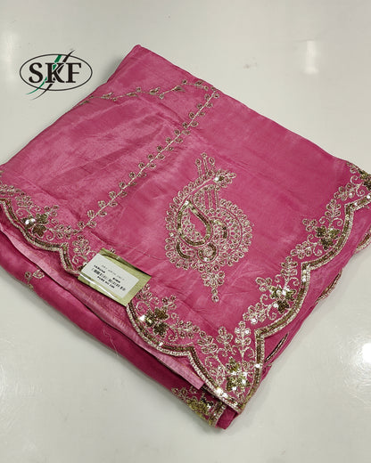 HO SILK ZARI SEQUENCE EMBROIDERY RICH PURPLE SAREE BY SKFBHOLUBHAI