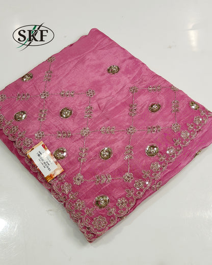 HO SILK ZARI EMBROIDERY BORDER WORK ORGNGE SAREE BY SKFBHOLUBHAI