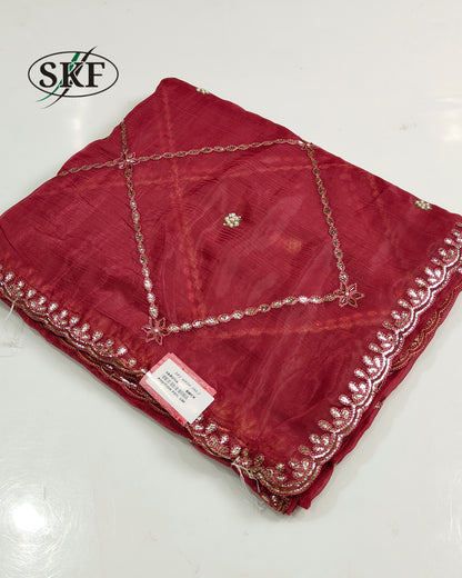 FOIL ORGANZA GOTTA HANDWORK JAAL PURPLE SAREE BY SKFBHOLUBHAI