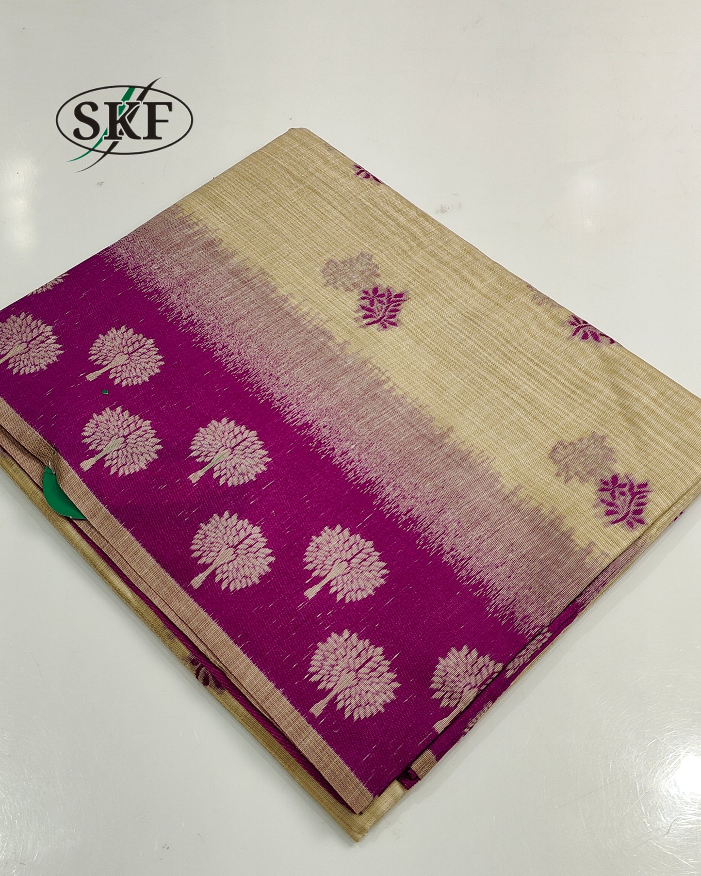 COTTON BLEND WEAVING PINK SAREE BY SKFBHOLUBHAI