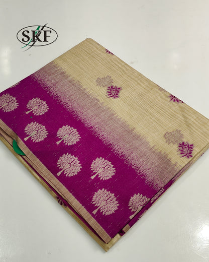 COTTON BLEND WEAVING PINK SAREE BY SKFBHOLUBHAI