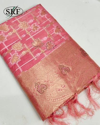SILK WEAVING SEROSKI WORK SEE GREEN SAREE BY SKFBHOLUBHAI
