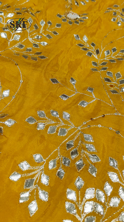 HO SILK GOTTA HAND PEARL WORK YELLOW SAREE BY SKFBHOLUBHAI