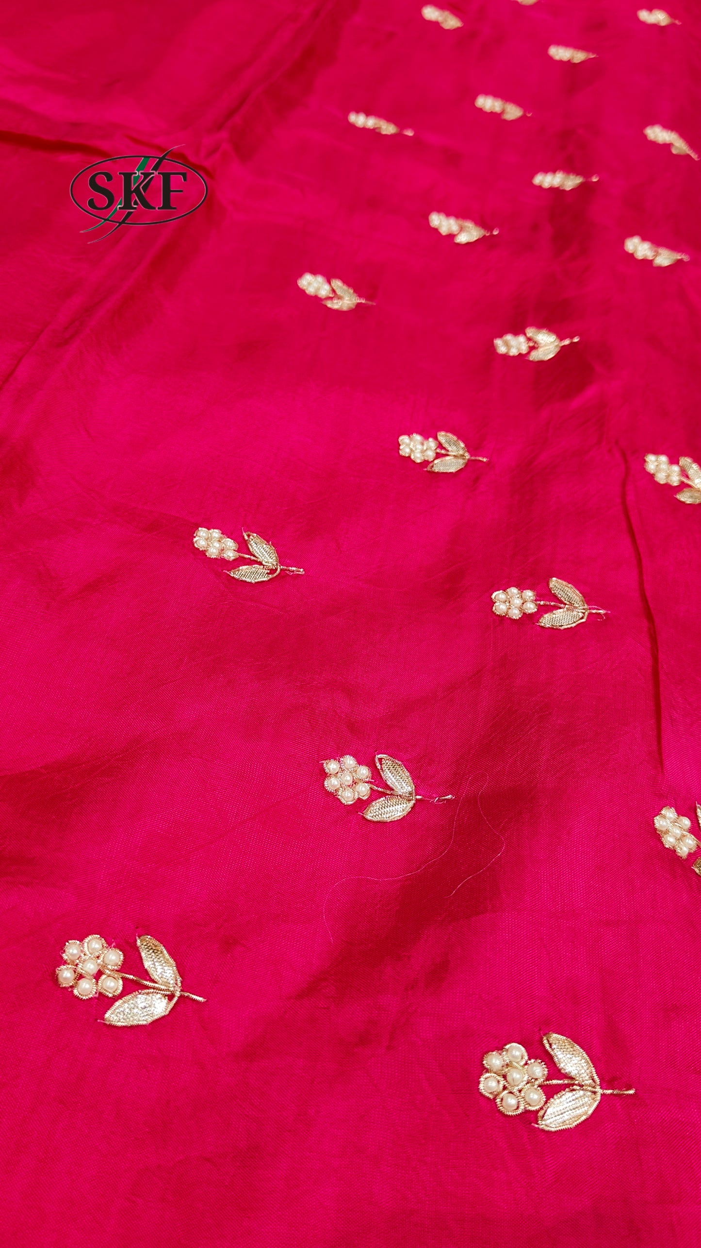 HO SILK GOTTA FLOWER HAND BUTTA BORDER WORK RANI PINK SAREE BY SKFBHOLUBHAI