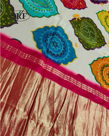 GAJJI SILK PACHRANGA DIGITAL MOTIF FLORAL JAAL PRINT MULTICOLOUR SAREE BY SKFBHOLUBHAI