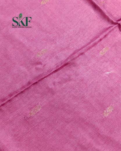 HO SILK PARROT BORDER ZARI BUTTY WEAVING WORK ONION PINK SAREE BY SKFBHOLUBHAI
