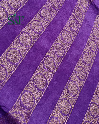 HO SILK PARROT BORDER ZARI BUTTY WEAVING WORK PURPLE SAREE BY SKFBHOLUBHAI
