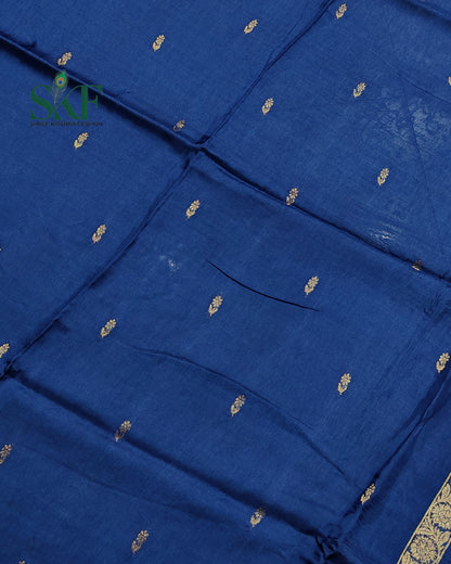 HO SILK PARROT BORDER ZARI BUTTY WEAVING WORK NAVY BLUE SAREE BY SKFBHOLUBHAI