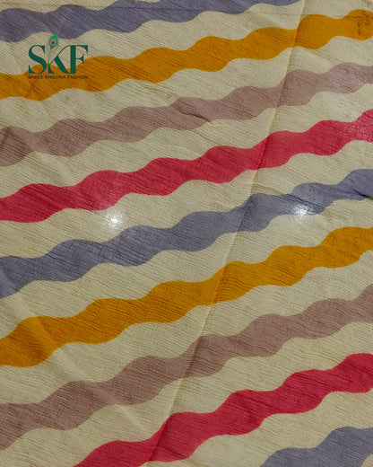 PURE CHIFFON LEHRIYA ZARI BORDER PINK SAREE BY SKFBHOLUBHAI