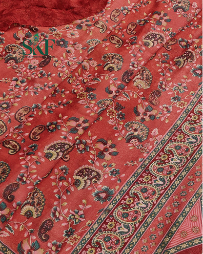 MARBLE GEORGETTE FLORAL PRINT DAILYWEAR REDPINK SAREE BY SKFBHOLUBHAI