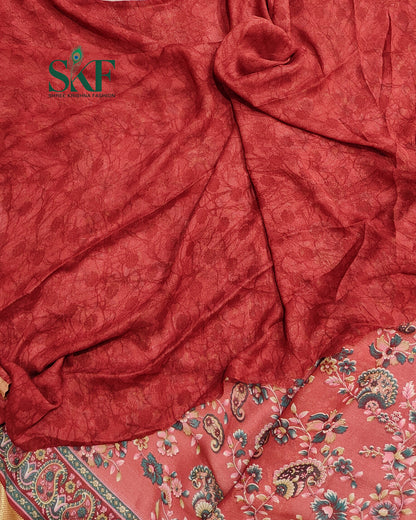 MARBLE GEORGETTE FLORAL PRINT DAILYWEAR REDPINK SAREE BY SKFBHOLUBHAI
