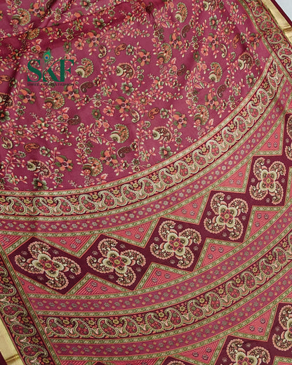 MARBLE GEORGETTE FLORAL PRINT DAILYWEAR BURGENDY SAREE BY SKFBHOLUBHAI