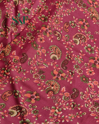 MARBLE GEORGETTE FLORAL PRINT DAILYWEAR BURGENDY SAREE BY SKFBHOLUBHAI