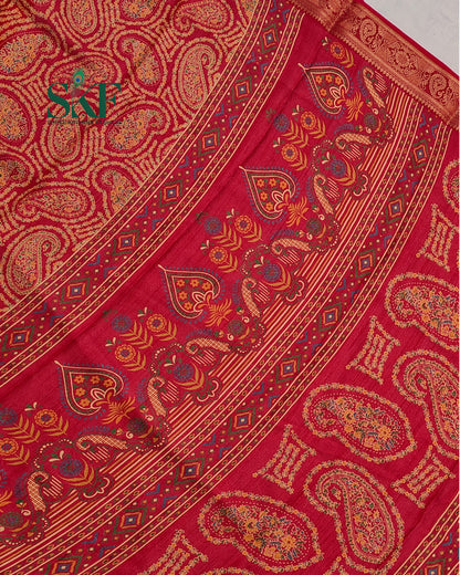 MARSHMELLO GEORGETTE DIGITAL PRINT DAILYWEAR RANI PINK SAREE BY SKFBHOLUBHAI