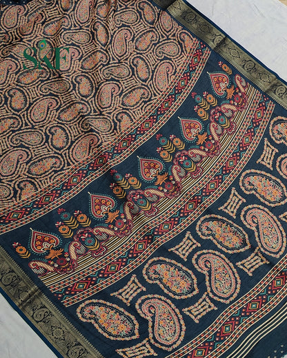 MARSHMELLO GEORGETTE DIGITAL PRINT DAILYWEAR NAVYBLUE SAREE BY SKFBHOLUBHAI