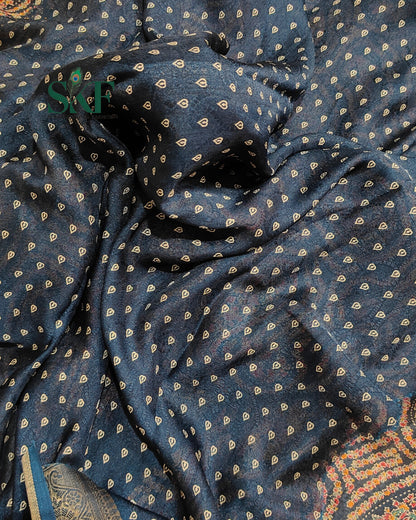 MARSHMELLO GEORGETTE DIGITAL PRINT DAILYWEAR NAVYBLUE SAREE BY SKFBHOLUBHAI