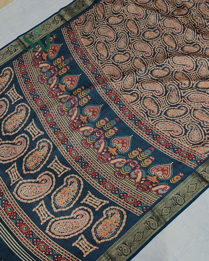 MARSHMELLO GEORGETTE DIGITAL PRINT DAILYWEAR NAVYBLUE SAREE BY SKFBHOLUBHAI