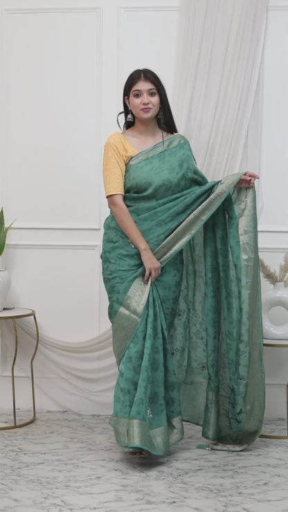 JAIPURI HANDWORK JACQUARD SAREE