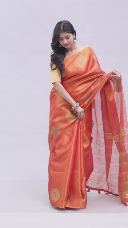 Pure Handloom Tissue Silk Zari Weaving saree