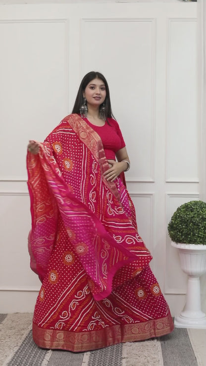 JAIPURI BHANDHANI PRINTED LEHNGA