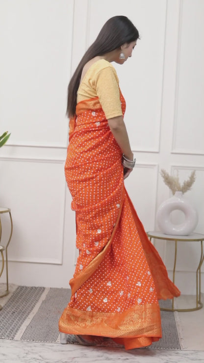 JAIPURI BHANDHANI HO HAND BUTTA SAREE