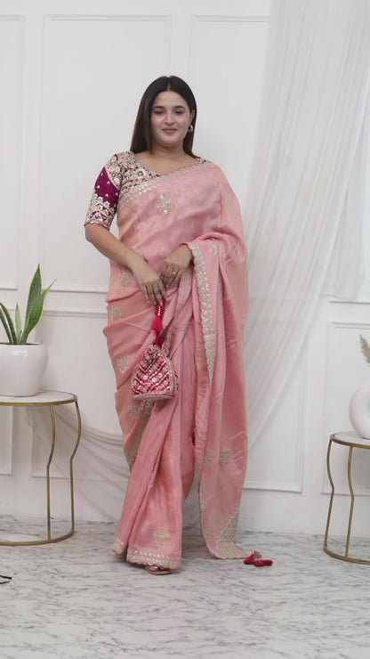 TISSUE SHIMMER GOOTA PATTI SAREE