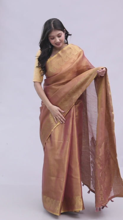Pure Handloom Tissue Silk Zari Weaving Saree
