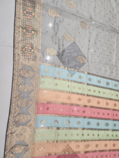 BRIDAL RAINBOW COLOUR AND WEAVING JARI SARVOSKI SAREE BY SKFBHOLUBHAI