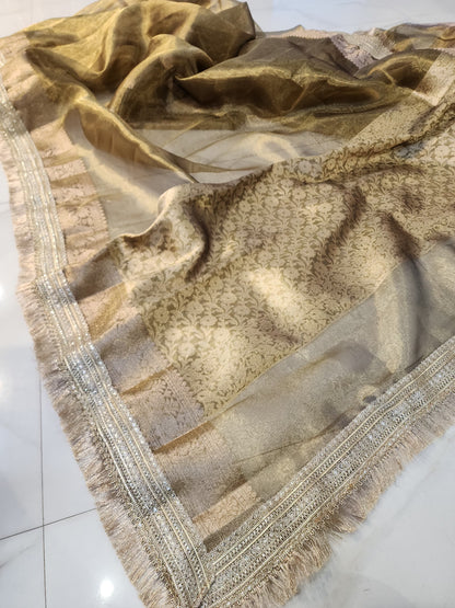 Roopgatha Pure pathetic silk Banarsi Tissue Border Saree