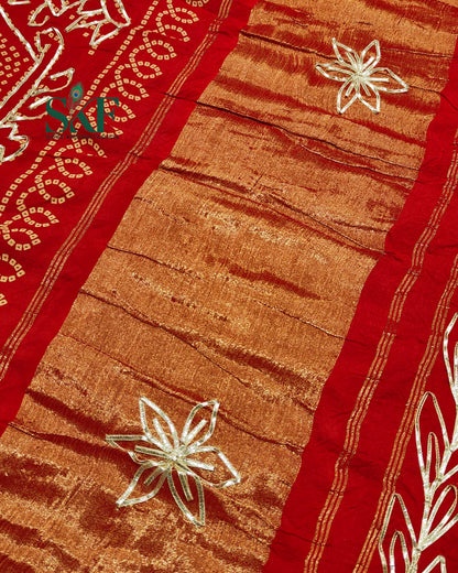 MODAL SILK BHANDHANI KACHAGOTTA WORK RED  SAREE BY SKFBHOLUBHAI