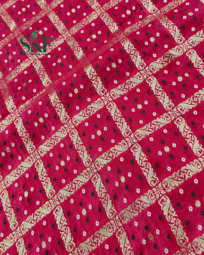 KHADI NEEM JARI GEORGETTE GHATCHOLA BHANDHANI HEAVY WORK BORDER RANIPINK SAREE BY SKFBHOLUBHAI