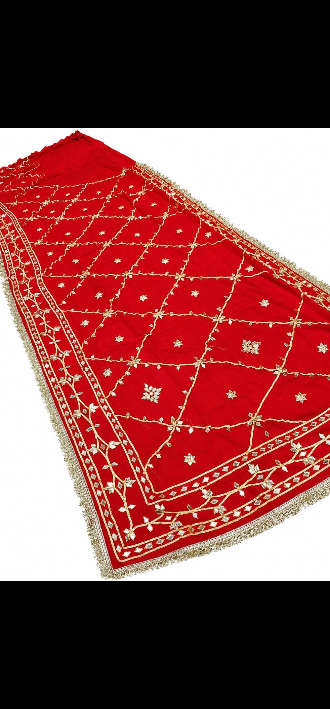 RAJASTHANI KARWACHOTH AND FESTIVAL SPEICEL RED COLOUR SAREE GEORGETTE FABRIC WITH GOTA WORK BY SKFBHOLUBHAI