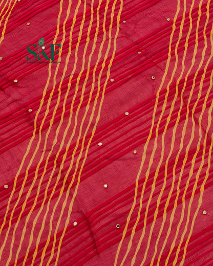 CHIFFON VISCOSE LEHRIYA AARI MIRROR LINEING WORK RANIPINK SAREE BY SKFBHOLUBHAI