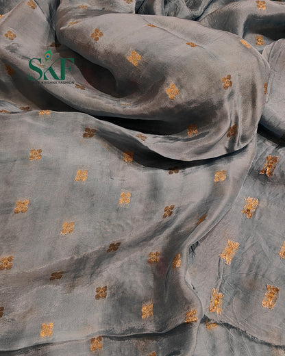 CHINON SEQUENCE EMBROIDERY WEAVING  WORK ICE BLUE SAREE BY SKFBHOLUBHAI
