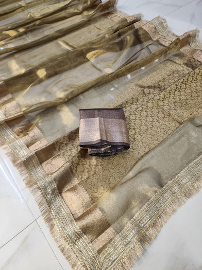 Roopgatha Pure pathetic silk Banarsi Tissue Border Saree