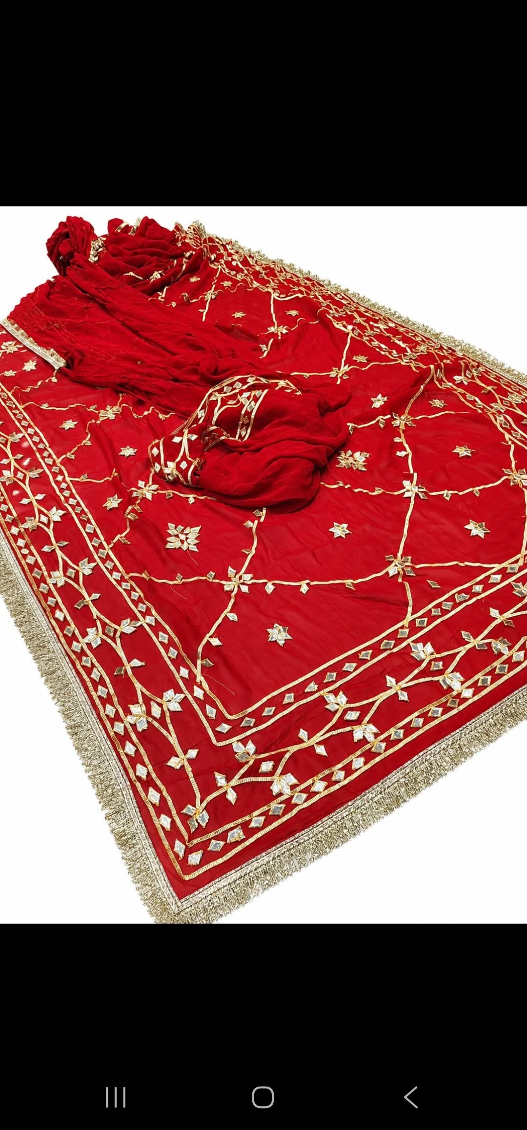 RAJASTHANI KARWACHOTH AND FESTIVAL SPEICEL RED COLOUR SAREE GEORGETTE FABRIC WITH GOTA WORK BY SKFBHOLUBHAI