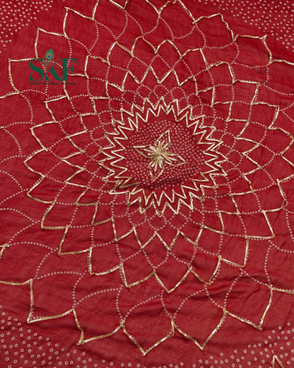 VISCOSS GEORGETTE CHAKRA BHANDHANI KACHAGOTTA  WORK MEHROON SAREE BY SKFBHOLUBHAI