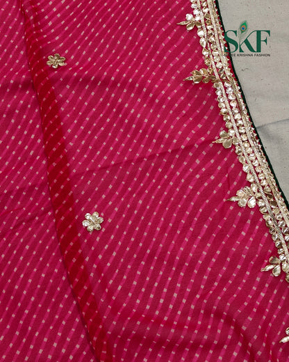 GEORGETTE MODHA LEHRIYA GOTTAPATTI WORK RANIPINK SAREE BY SKFBHOLUBHAI