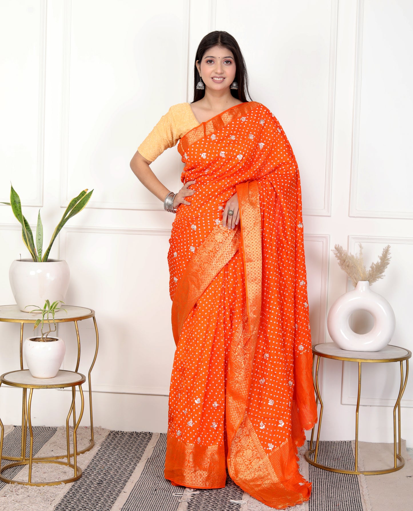 JAIPURI BHANDHANI HO HAND BUTTA SAREE