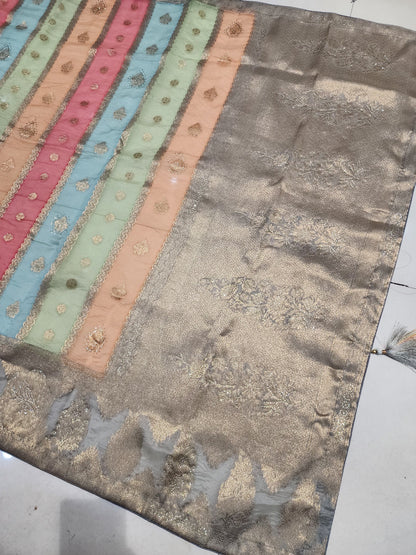 BRIDAL RAINBOW COLOUR AND WEAVING JARI SARVOSKI SAREE BY SKFBHOLUBHAI