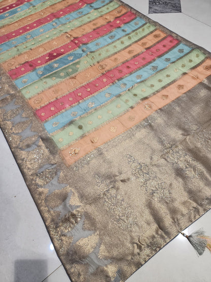 BRIDAL RAINBOW COLOUR AND WEAVING JARI SARVOSKI SAREE BY SKFBHOLUBHAI