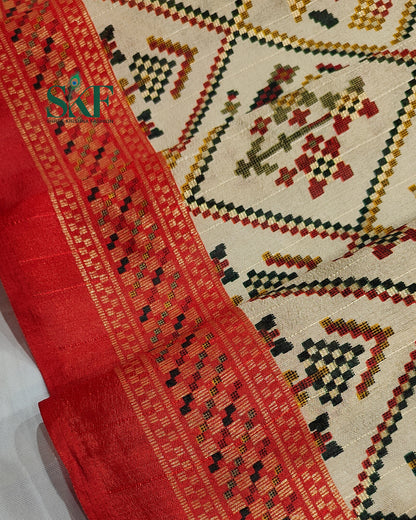 MAURA SILK PATOLA FOIL PRINT WEAVING BEIDGE SAREE BY SKFBHOLUBHAI
